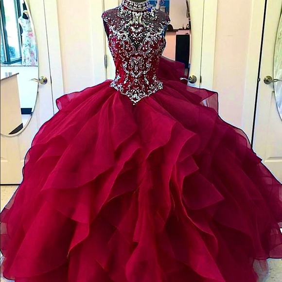 Beautiful Burgandy Satin Gown - Picture 1 of 6